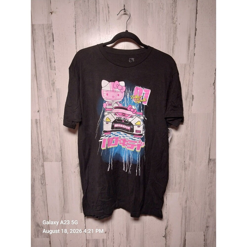 Hello Kitty Sanrio Unisex TSHIRT L Tokyo Speed Racing Graphic Speed Black Pink